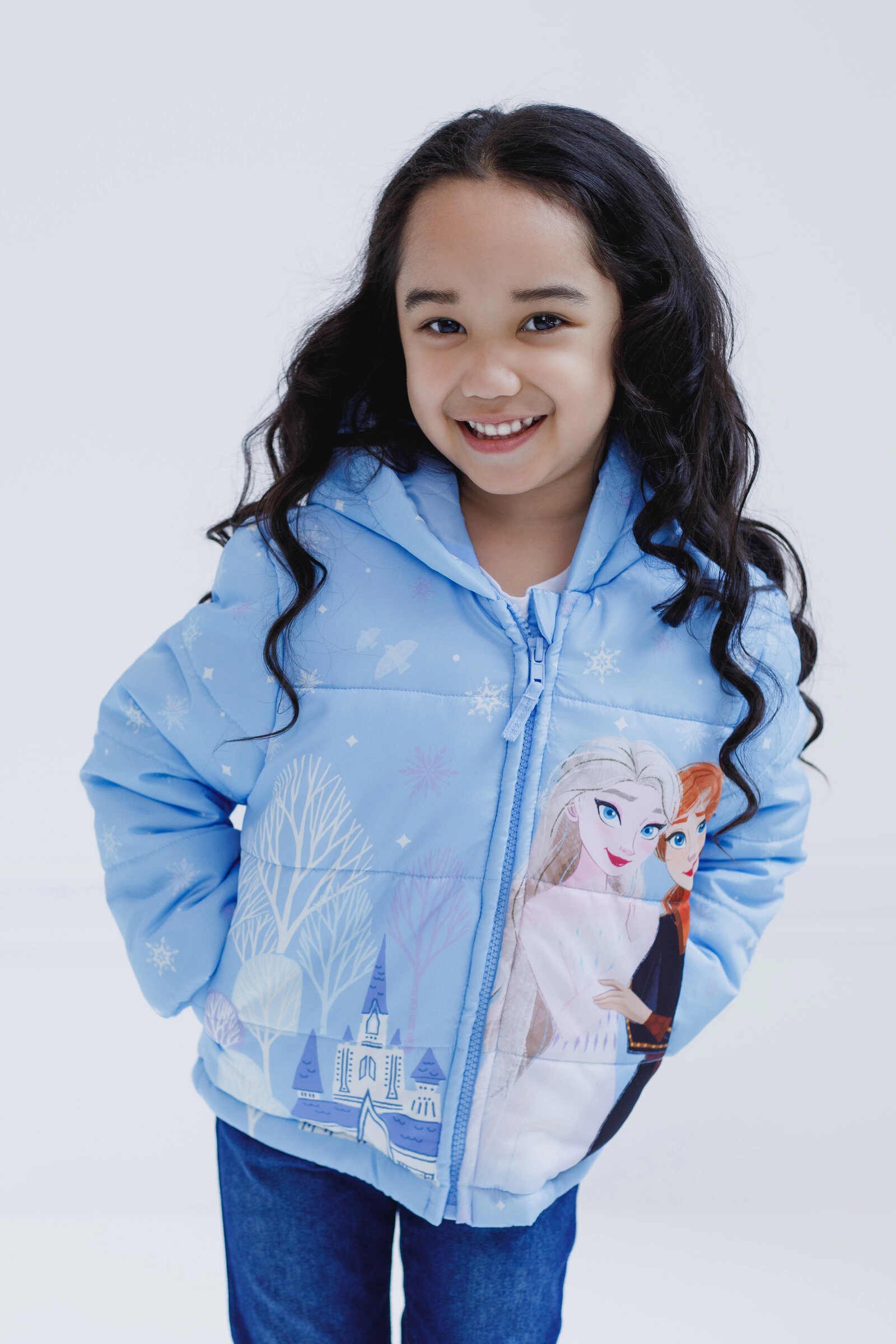 Disney Frozen Girls' Hooded Puffer Jacket