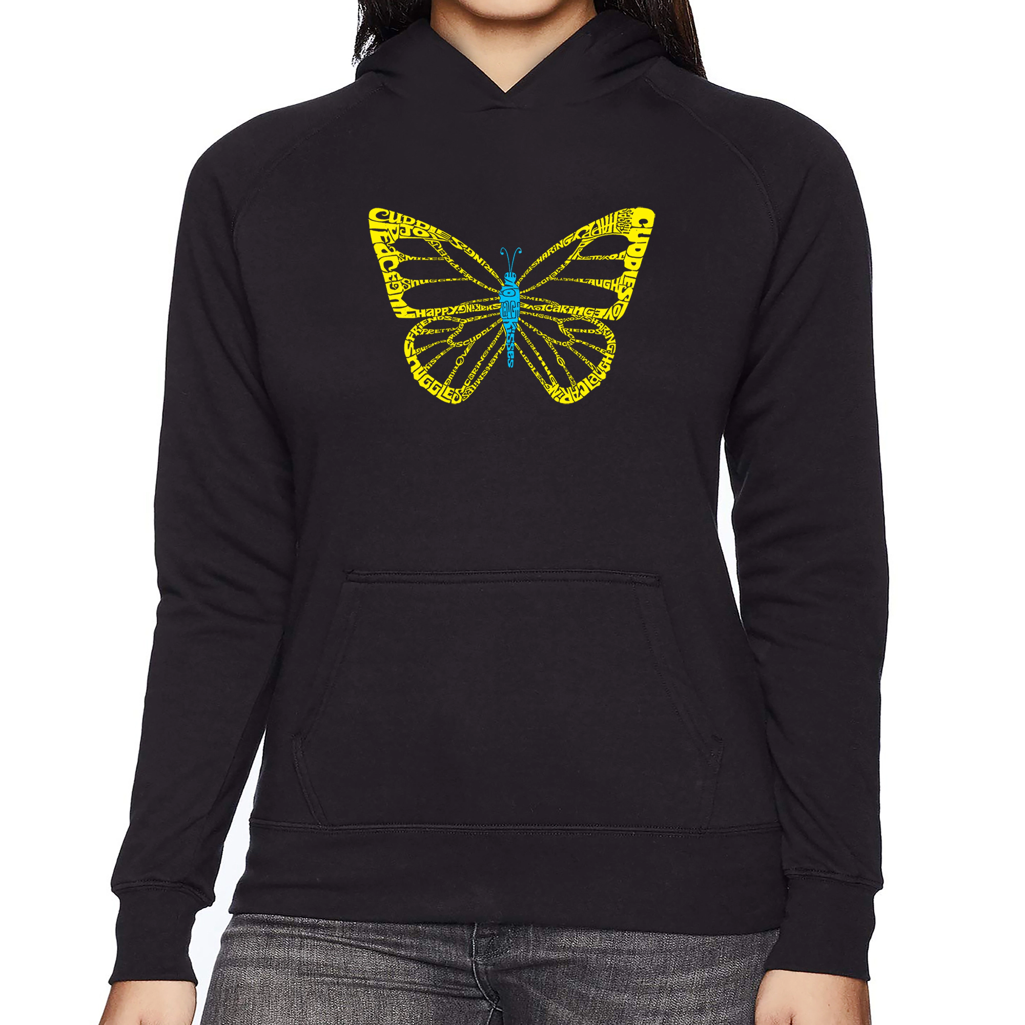 LA Pop Art Butterfly - Women's Word Hooded Sweatshirt