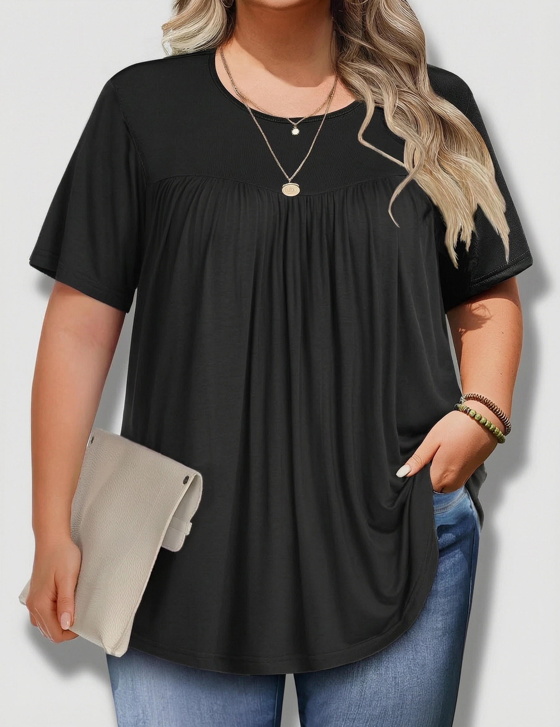 Zeagoo Women's 3/4 Sleeve V-Neck Boho Floral Print Loose Fit Blouse