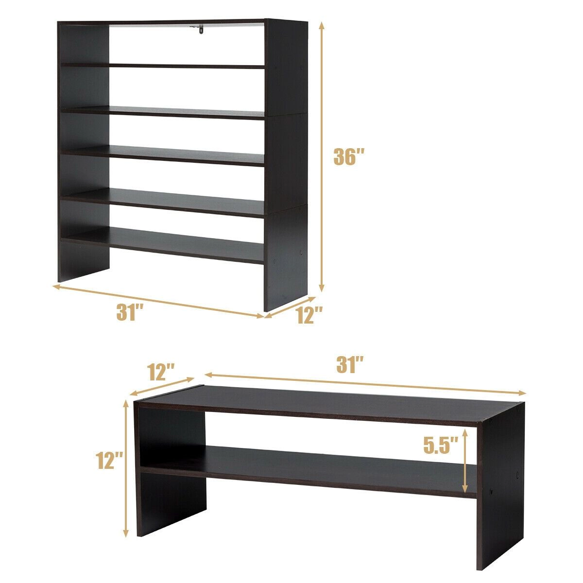 SlickBlue 3-Piece Stackable Shoe Rack with 6-Tier Storage Shelves