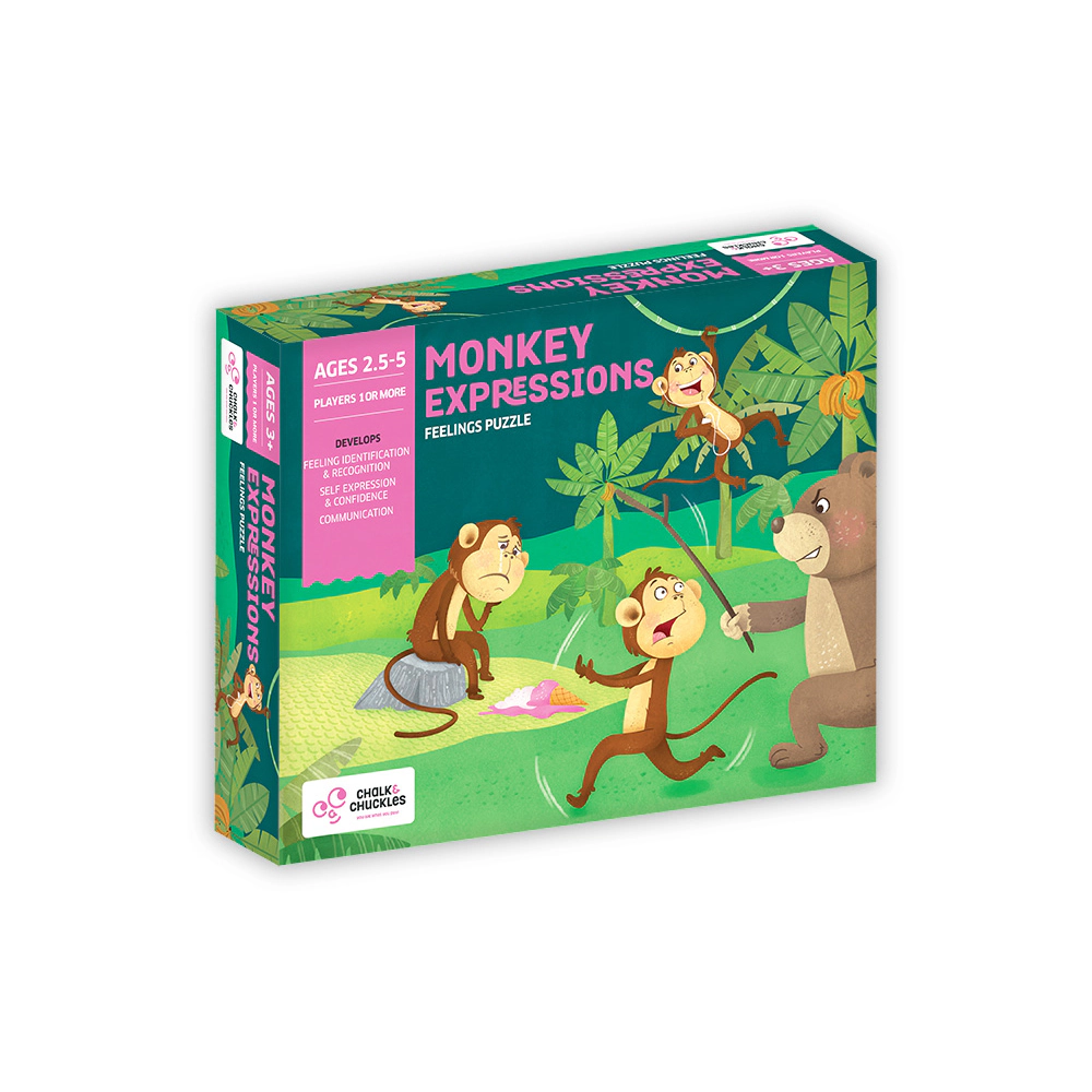 Chalk & Chuckle Monkey Expression Puzzle Game - 1 or More Players