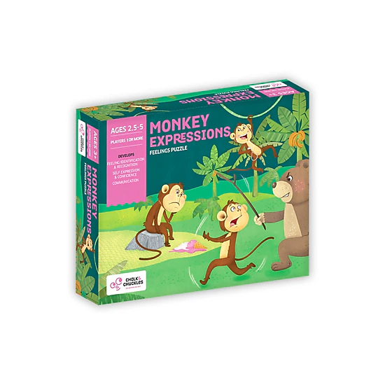 Chalk & Chuckle Monkey Expression Puzzle Game - 1 or More Players