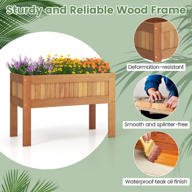 Hivvago Elevated Wooden Garden Planter Box with Legs