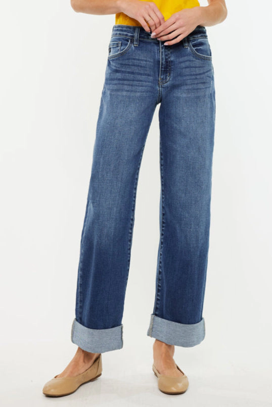 KanCan Women's Essentials High Rise Wide Leg Jeans Ivanna