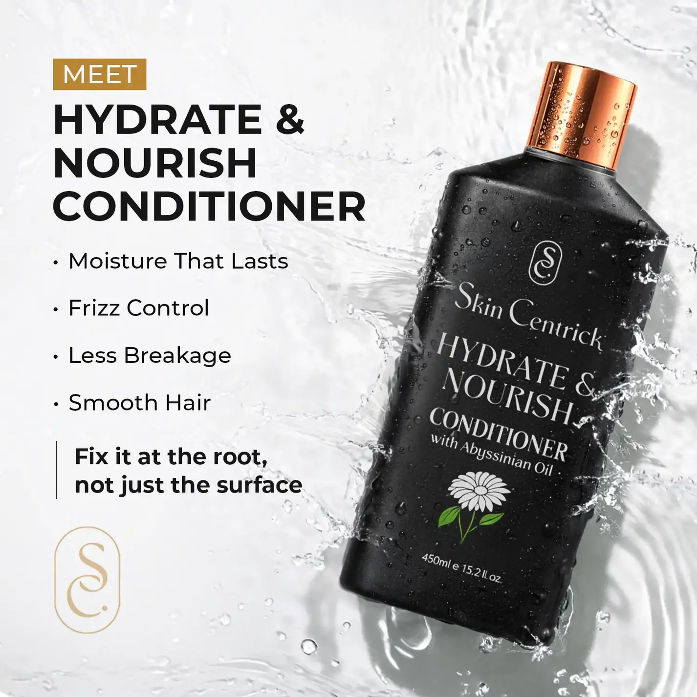 Skin Centrick Hydrate & Nourish Conditioner for Frizzy Hair with Abyssinian Seed Oil & Shea Butter