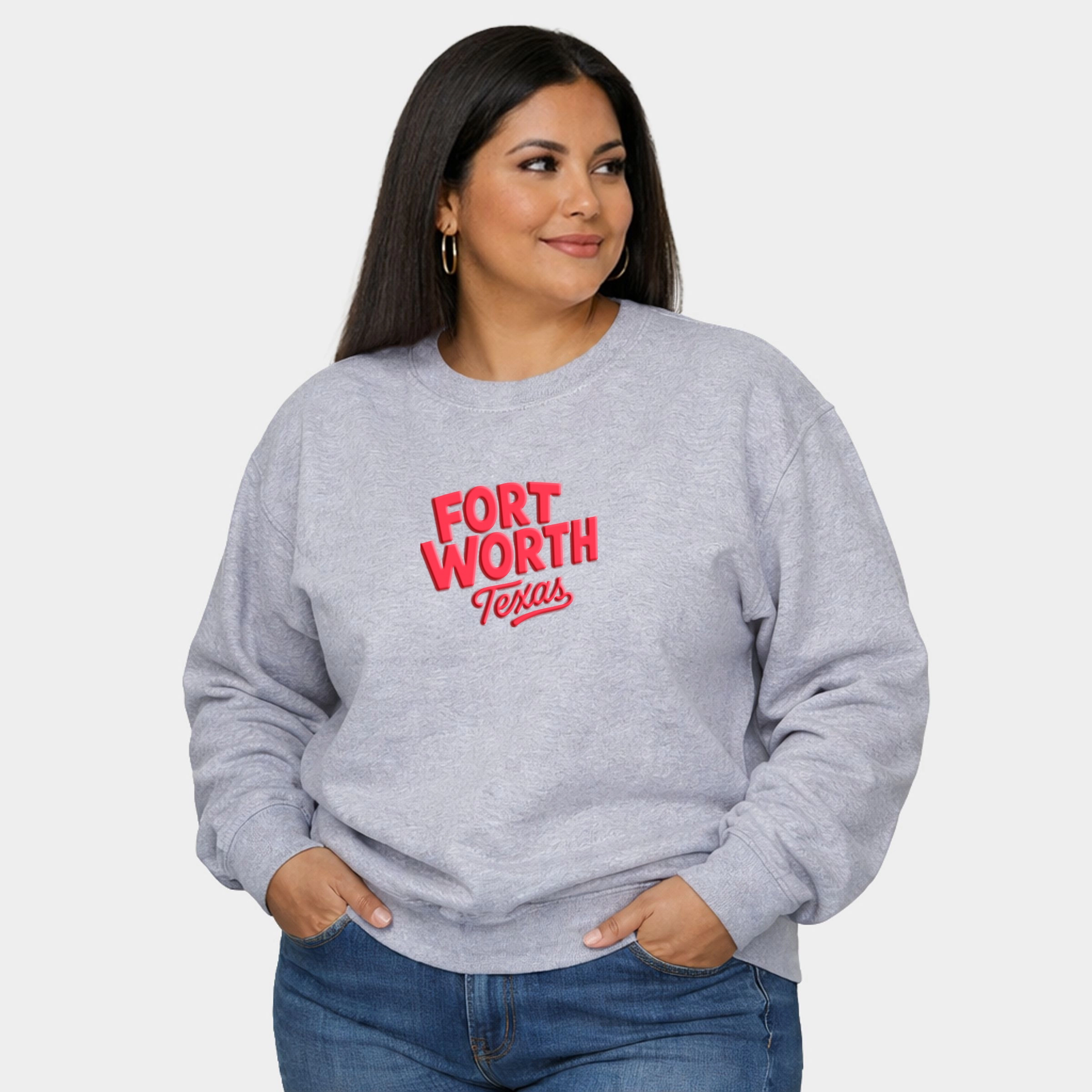 Simply Sage Market - Women's Plus Sized Graphic Sweatshirt Fort Worth Vibrant Puff Print