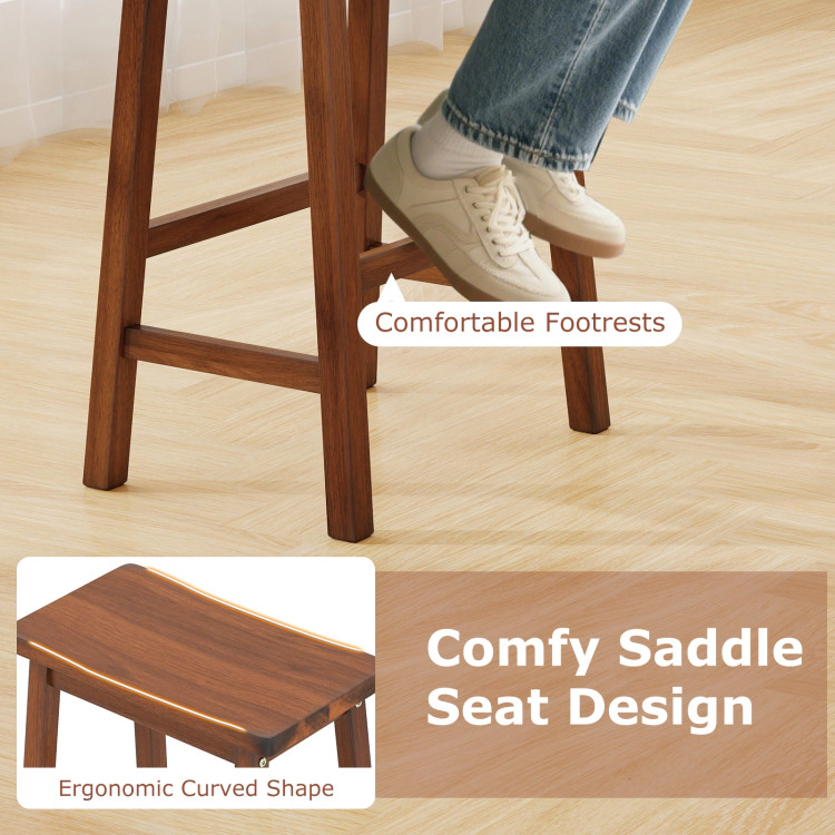 Hivvago Set of 2 Counter Height Saddle-Seat Stools with Curved Seats and Footrests