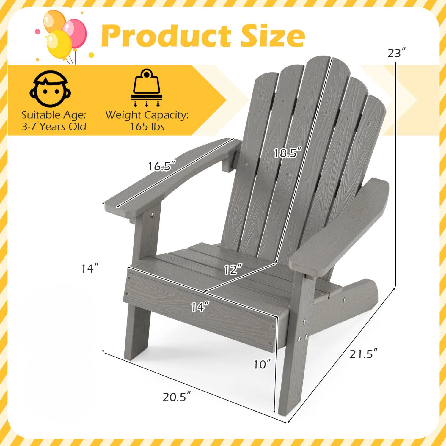 SlickBlue Kids Outdoor Adirondack Chair with Slatted Seat