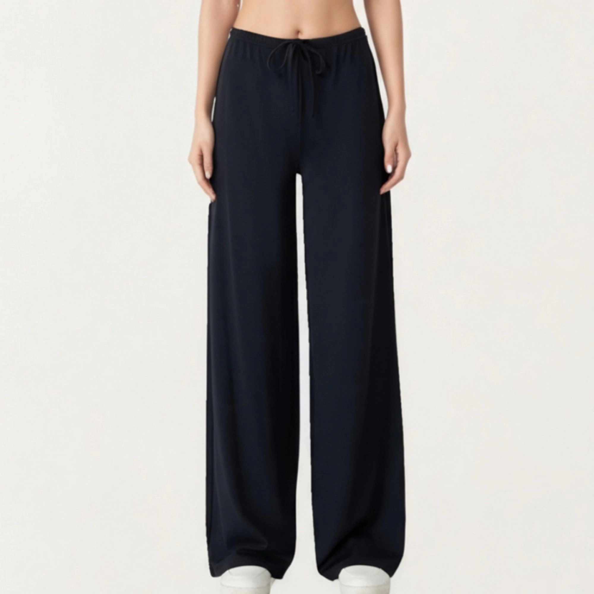 Anna-Kaci Women's High-Waist Wide-Leg Lounge Pants with Soft Stretch Fabric Adjustable Drawstring Waistband