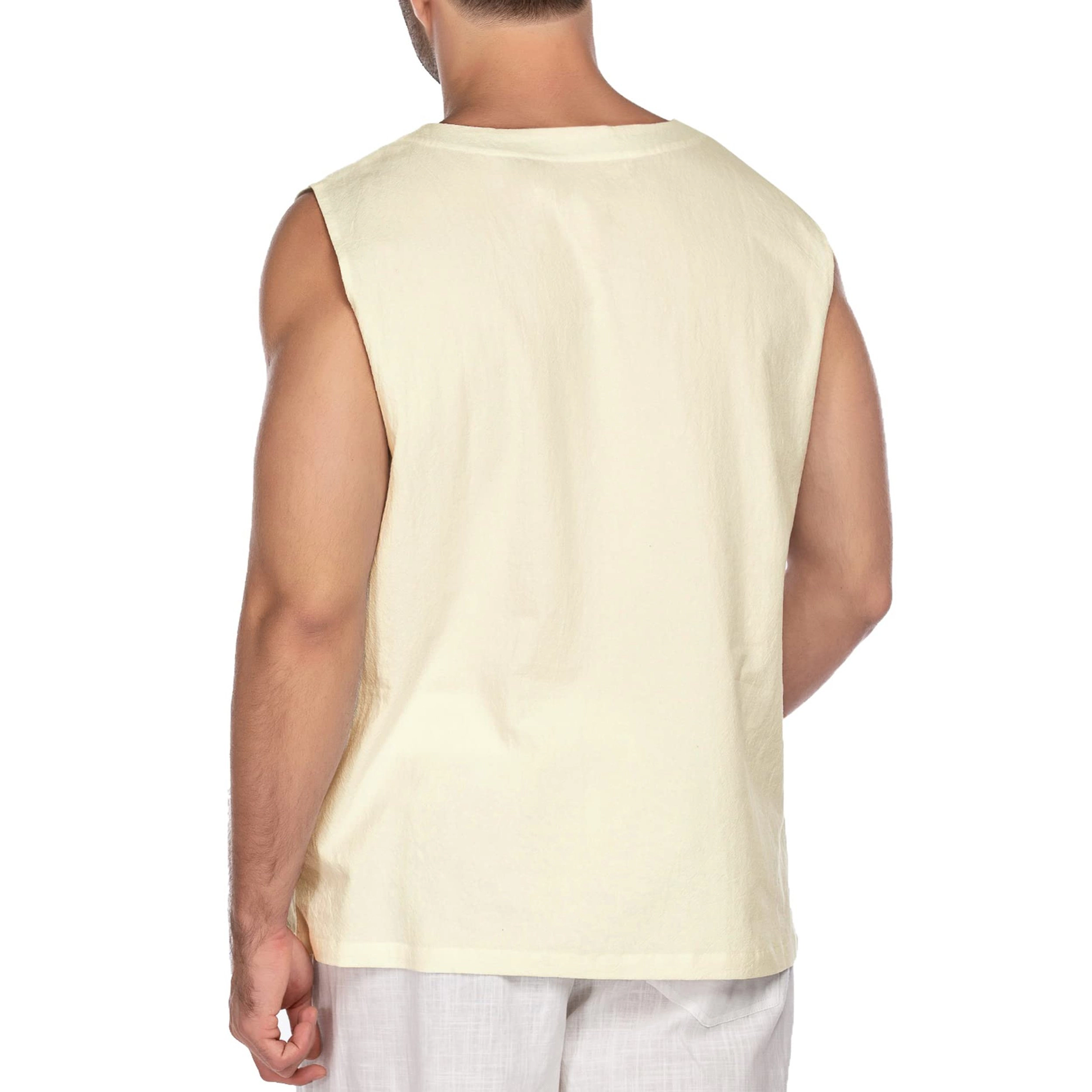 COOFANDY Men's Regular Fit Lace-Up Henley Neck Sleeveless Tank Top