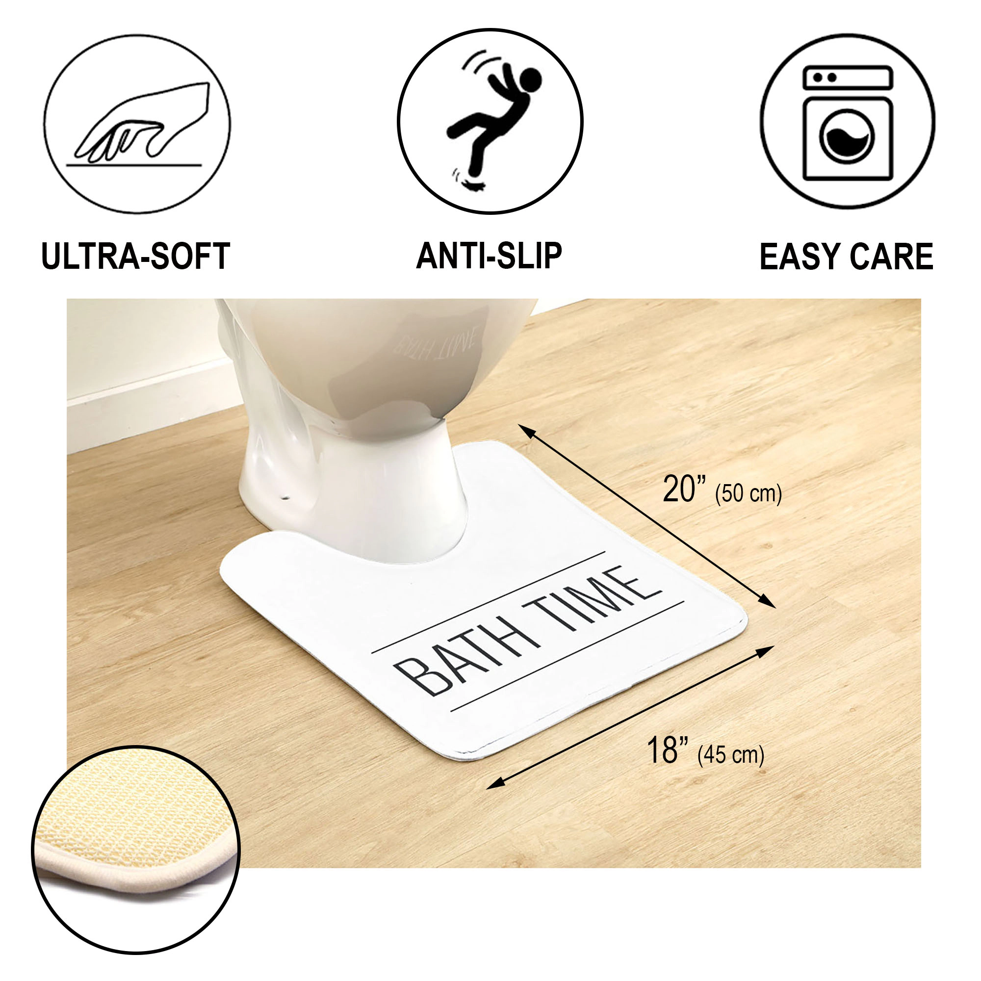 Evideco French Home Goods "Bath Time" Microfiber Memory Foam Toilet Contour Mat 20 x 18 in