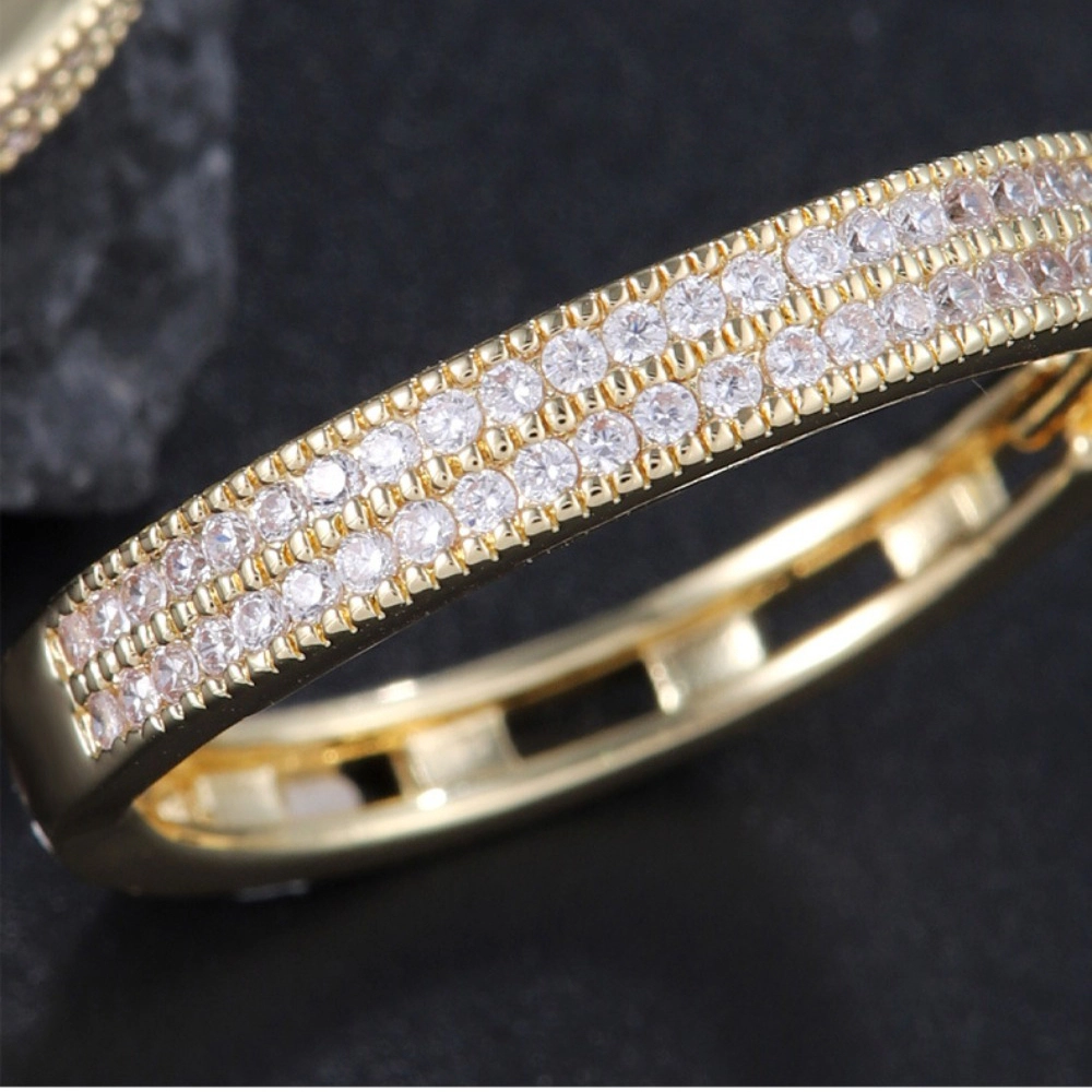 Double Row Pave Cubic Zirconia Rectangle Hoop Earring