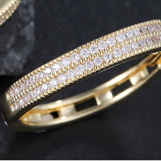 Double Row Pave Cubic Zirconia Rectangle Hoop Earring