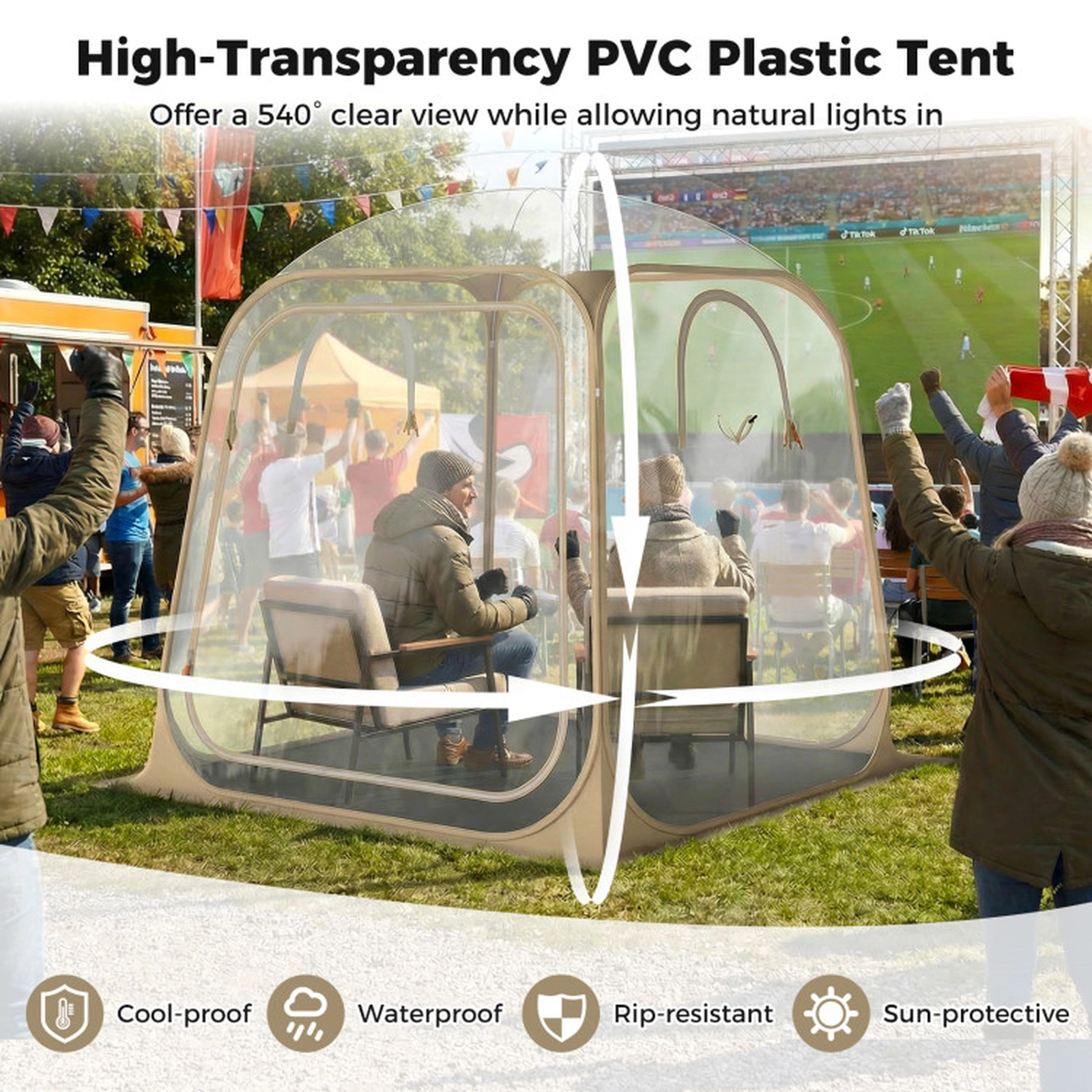 SUGIFT Pop Up Clear Bubble Sports Tent Pod with Sealed Floor 7 x 7FT Transparent