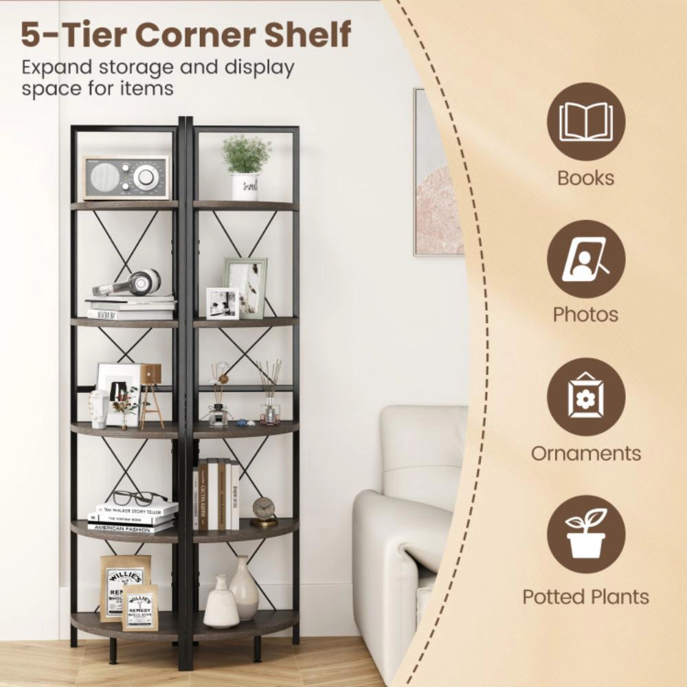 Hivvago 5-Tier Freestanding Corner Shelf 63 Inch Tall Storage Rack