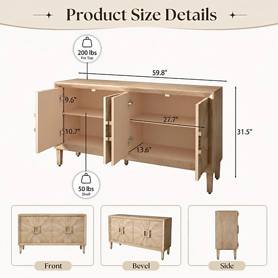 GOODSILO Freestanding Multi-Compartment Floor Storage Cabinet