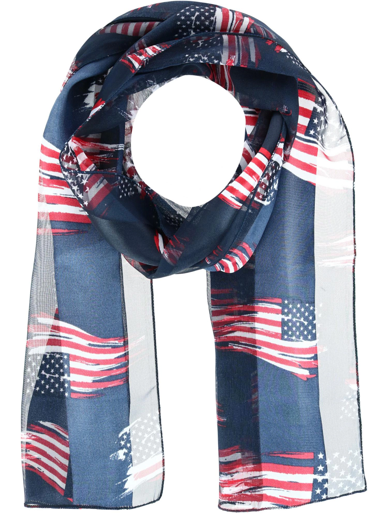 CTM Women's American Flag Print Lightweight Scarf