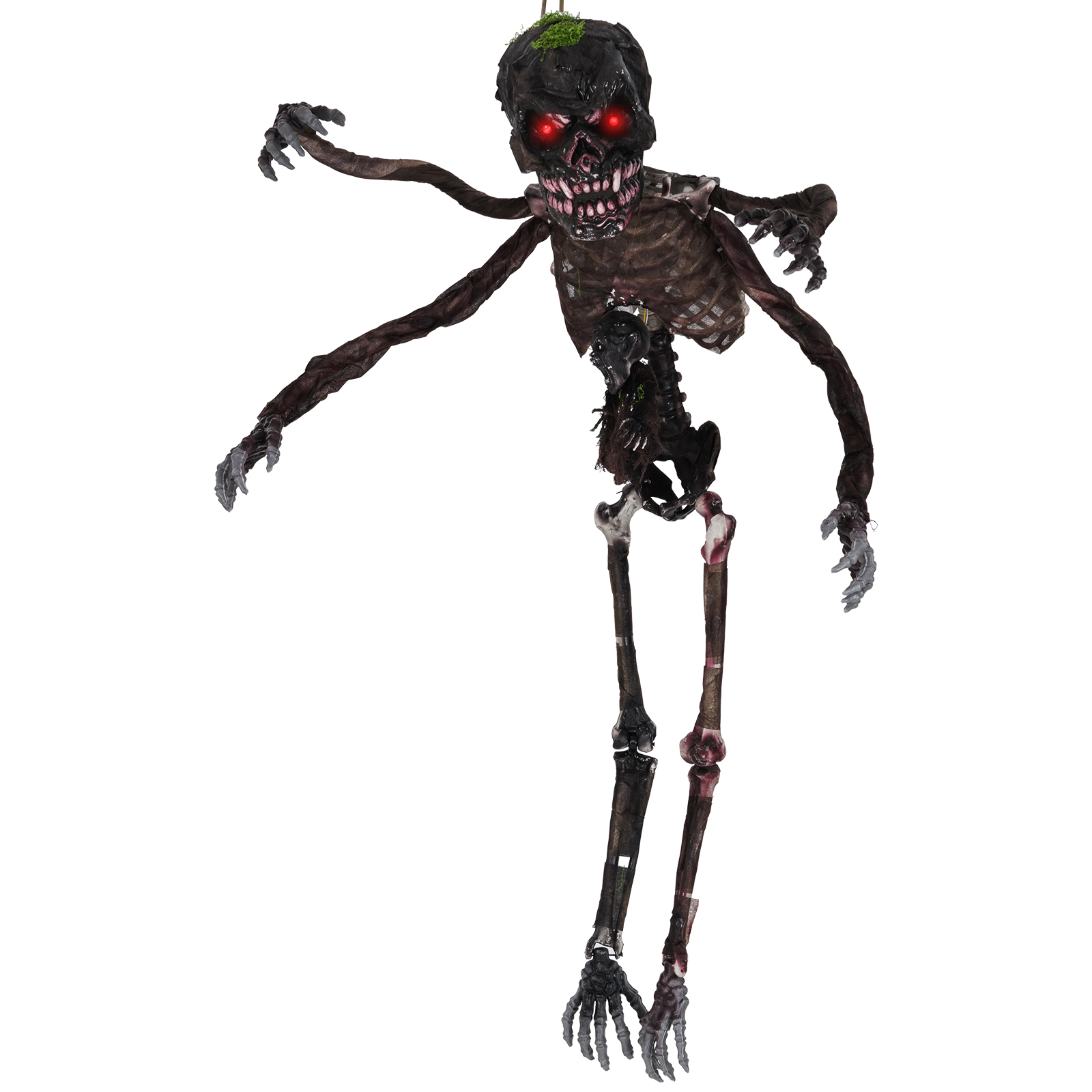 SUGIFT 6-ft 4 Poseable Arms Red LED Eyes Sound-Activated Animated Halloween Skeleton Decor 5.5-ft Wide 4.5-lb