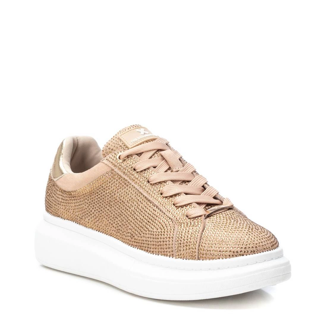 XTI Women's Lace-Up Sneakers Round Toe, Decorative Mini Stones