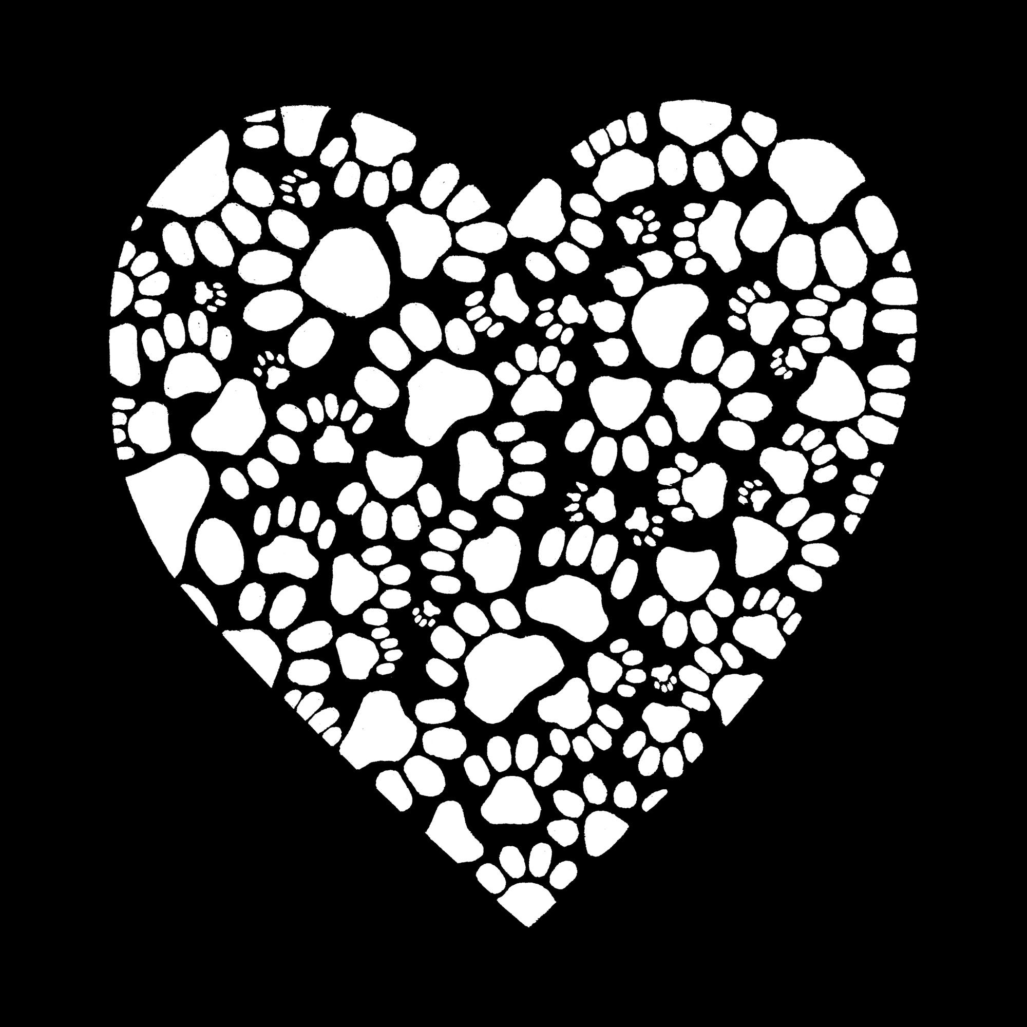 LA Pop Art Paw Prints Heart - Women's Word Crewneck Sweatshirt
