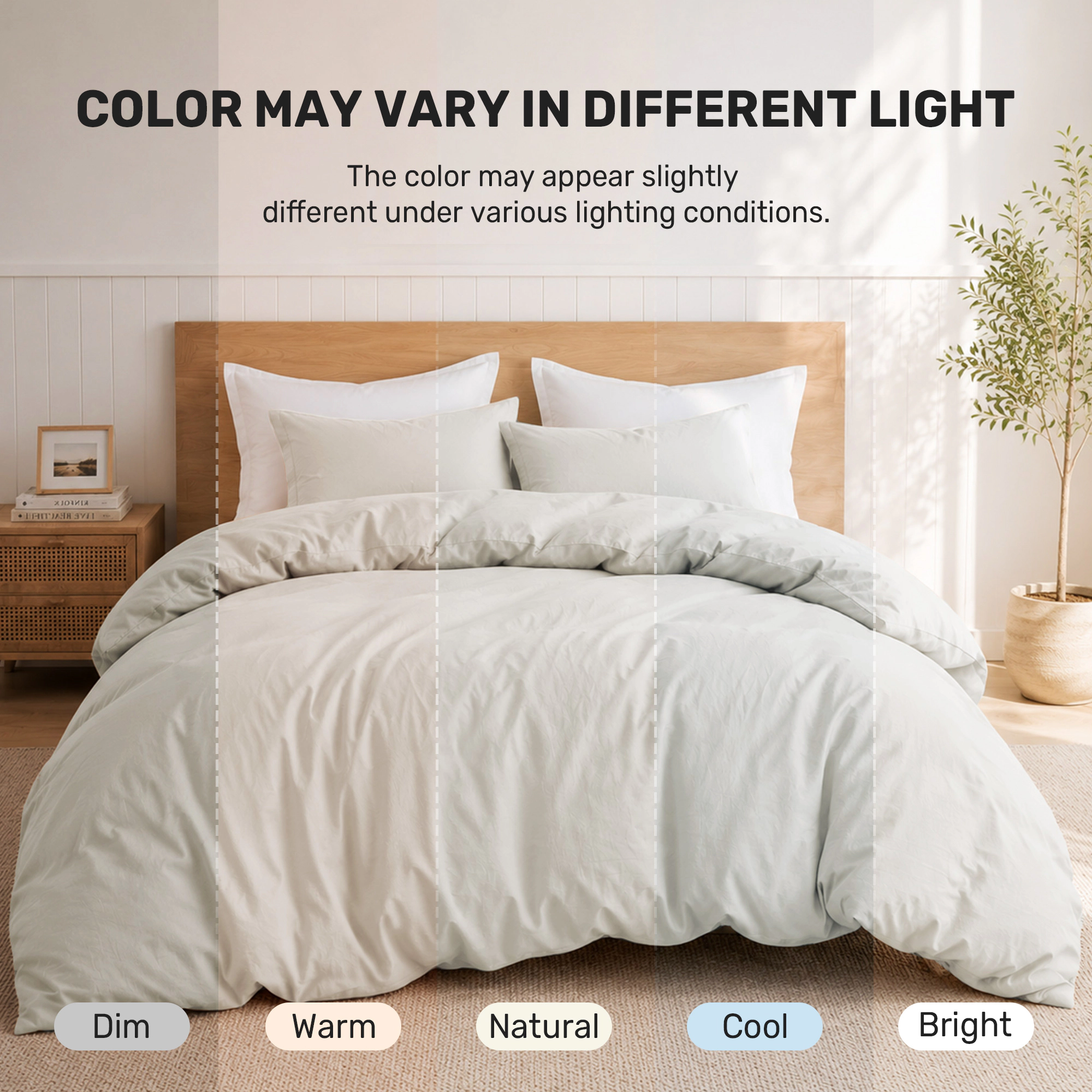 PEACENEST 100% Cotton Duvet Cover Set, Soft Breathable Lightweight Bedding Set