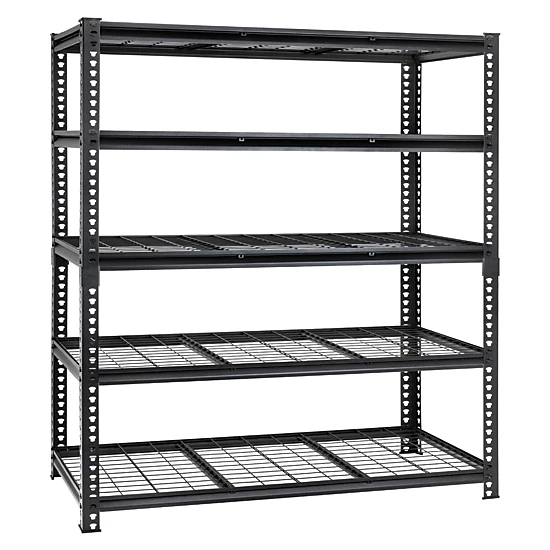 Flynama 5 Tiers Heavy Duty Metal Adjustable Garage Storage Shelving Unit in Black (60 in. W x 78 in. H x 24 in. D)