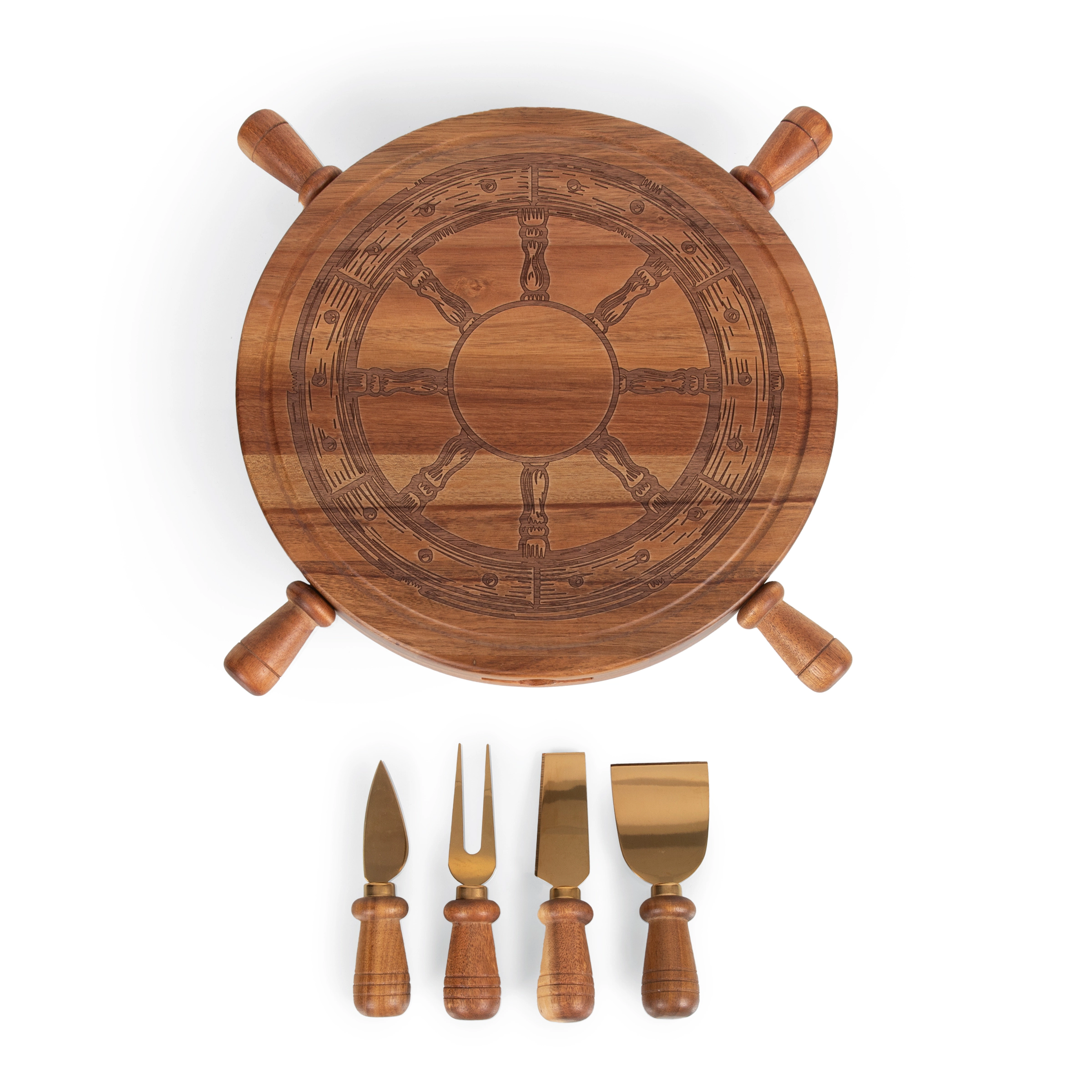 TOSCANA Helmsman Lazy Susan Cheese Board with Tool Set