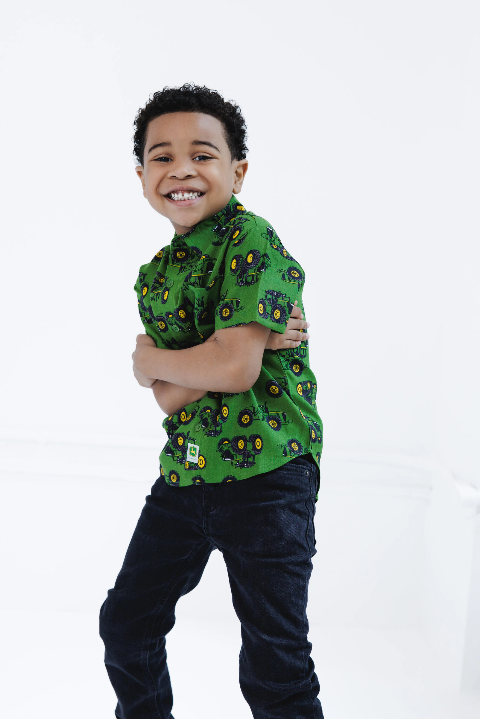 John Deere Boys' Short Sleeve Button-Down Shirt