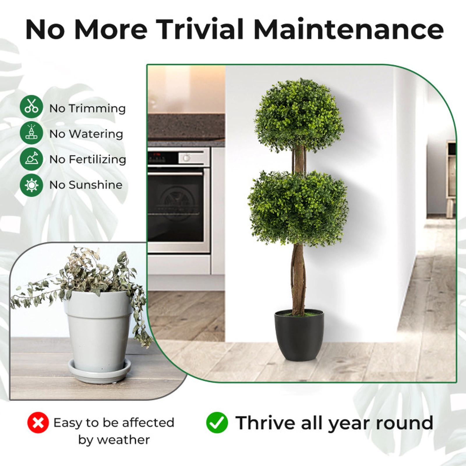 SUGIFT Twisted Vine Trunk Cement-Filled Pot Artificial Boxwood Topiary Tree 40-in Tall 7-in x 6.5-in Pot 10-lb Green