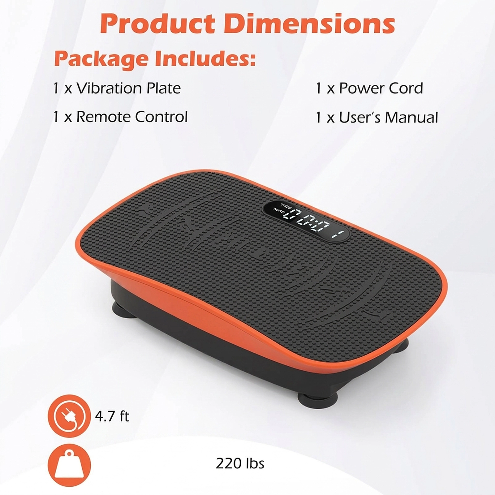 SUGIFT Orange Vibration Plate Exercise Machine with 10 Speed Levels 20-in W 11-in D 5-in H 330-lb User Capacity