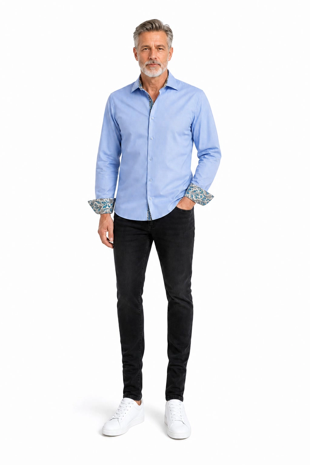 Elie Balleh Slim Fit Mens Houndstooth Dress Shirt