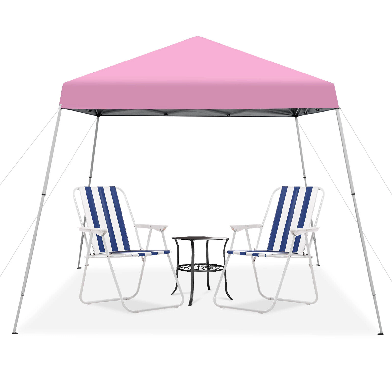 SUGIFT Pink 10-ft by 10-ft 3-Level UPF50+ Oxford Instant Pop Up Canopy with Slanted Legs and Carry Bag