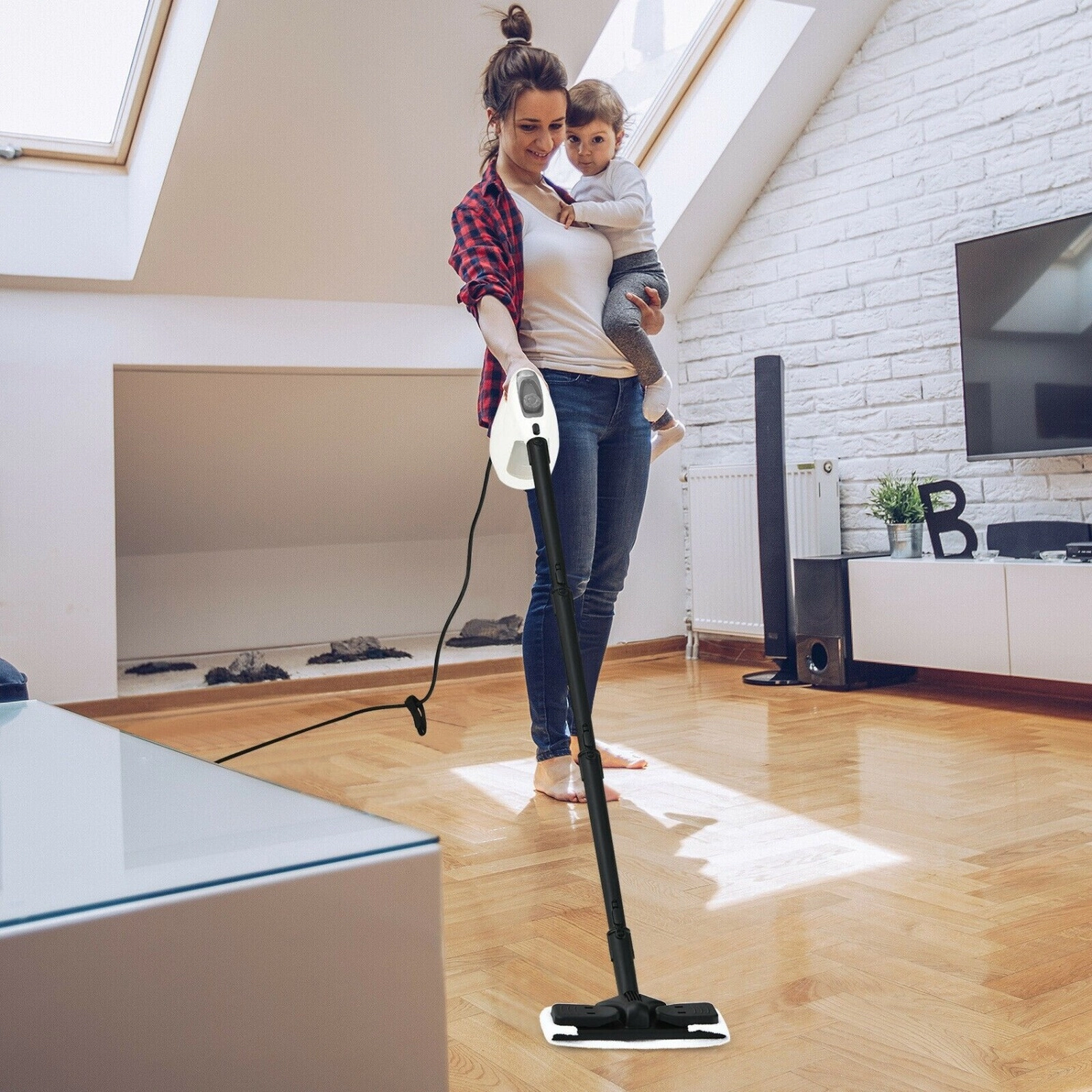 SUGIFT Gray Handheld Steam Cleaner with 14-Piece Accessory Kit and 16.5-ft Cord 1400W 13-in W 5-in D 9.5-in H