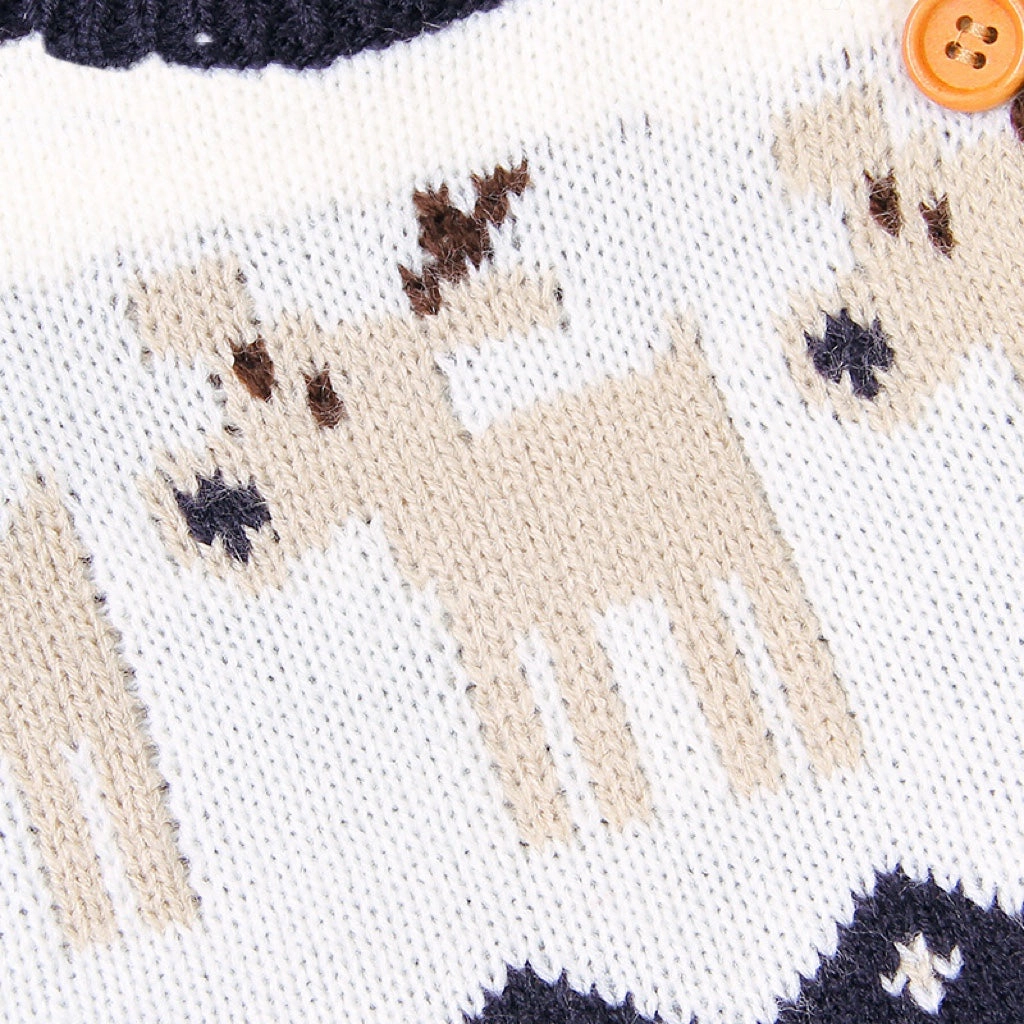 MyKids-USA Baby Cartoon Christmas Deer Pattern Shoulder Button Design Knitted Pullover Sweater
