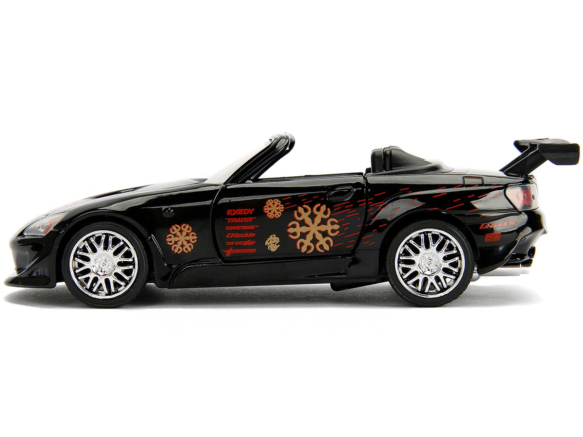 Jada Honda S2000 Convertible Black with Graphics "The Fast and the Furious" (2001) Movie "25 Years of Fast &
