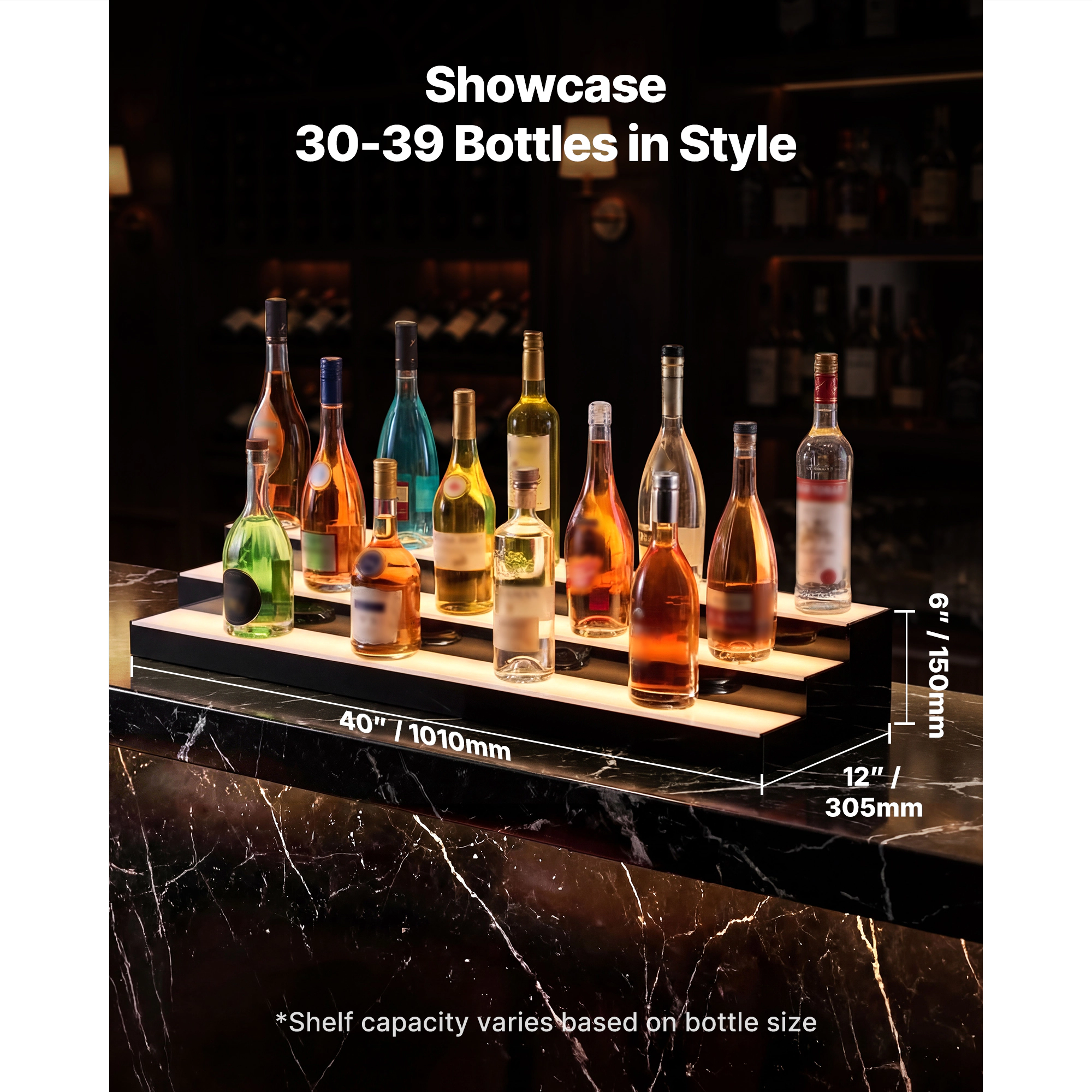 HONGGE LED Lighted Liquor Bottle Display