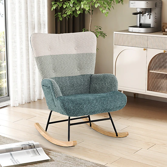 LJG Nursery Rocking Chair with Ergonomic Armrests and High Backrest
