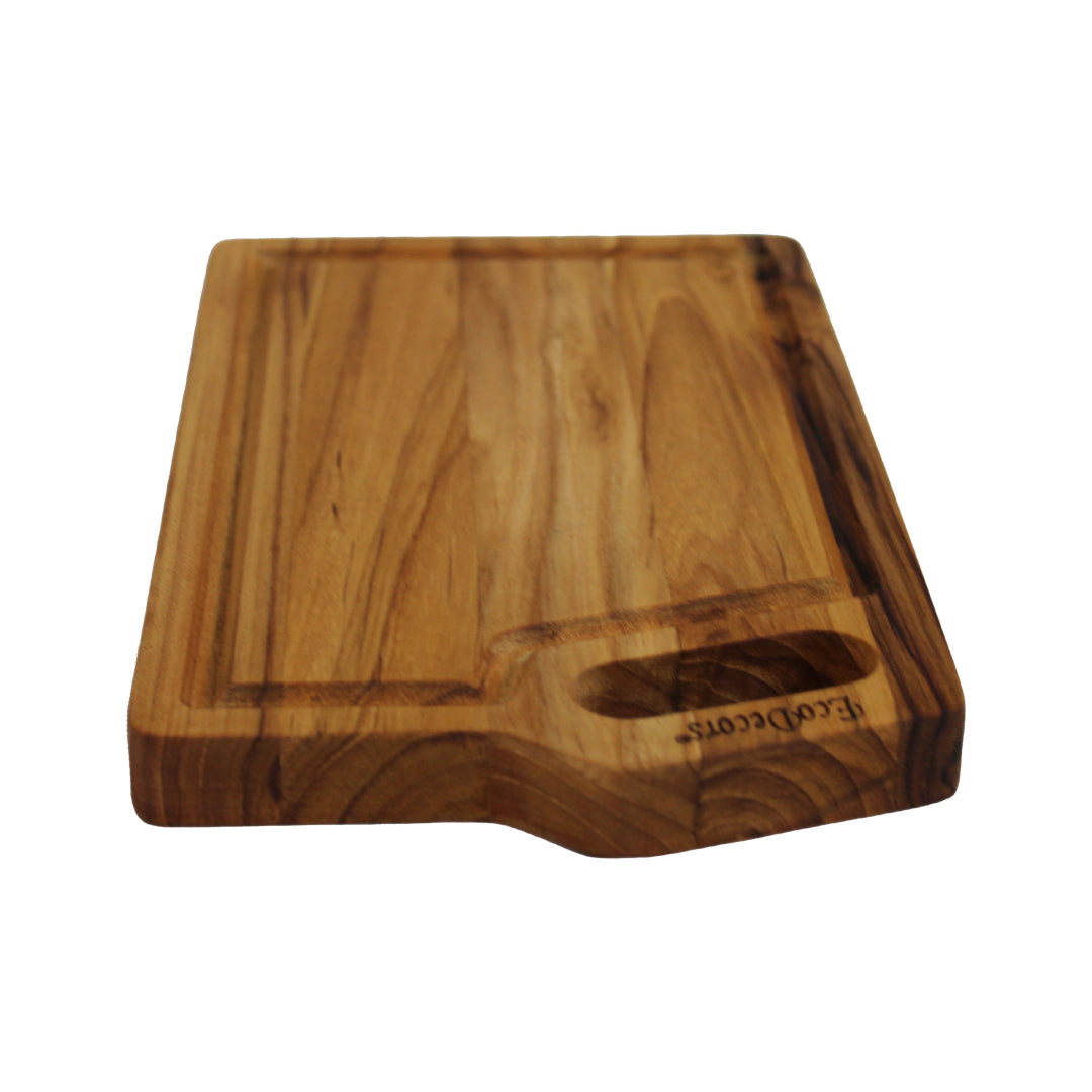 EcoDecors 10" x 6" Teak Edge-Grain Cutting Board - Reversible, Natural Finish