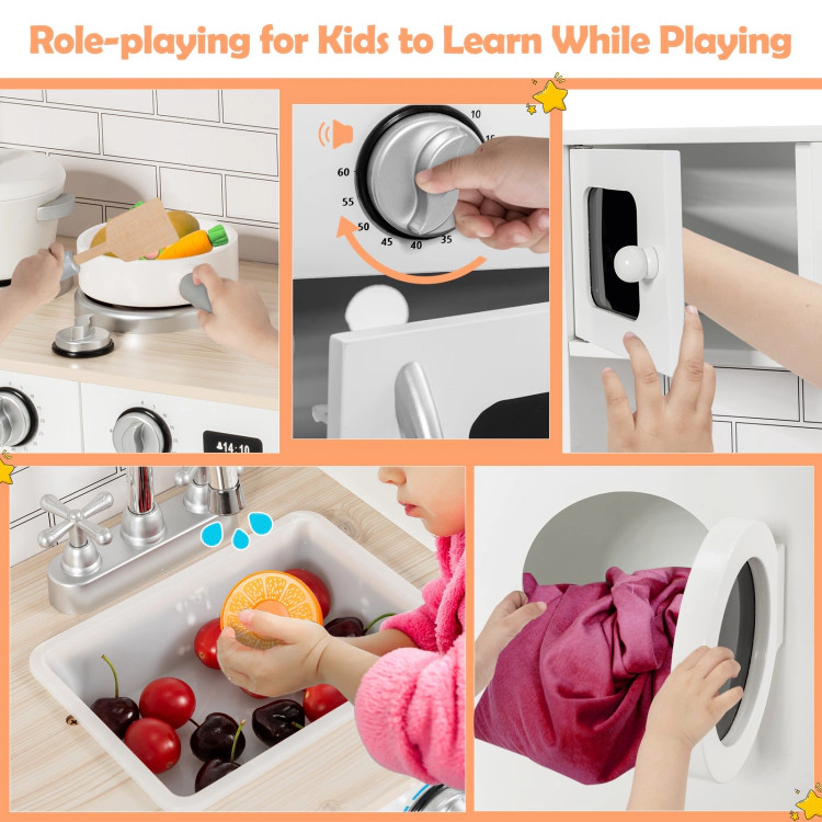 Hivvago Wooden Kids Kitchen with Washing Machine