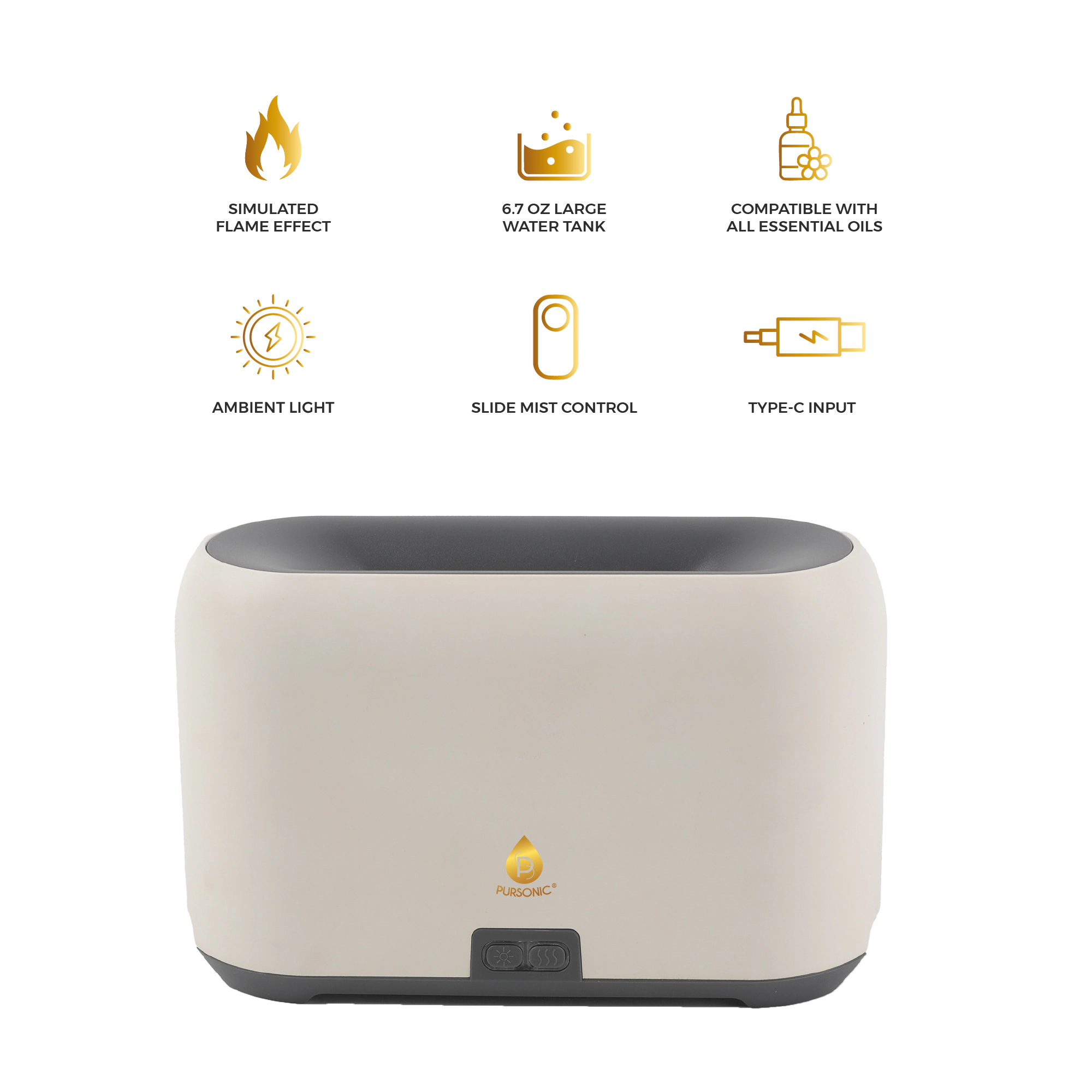 Pursonic Unisex Ambient Flame Lantern Speaker & FlameGlow Aromatherapy Diffuser 2-in-1 Home Wellness Set