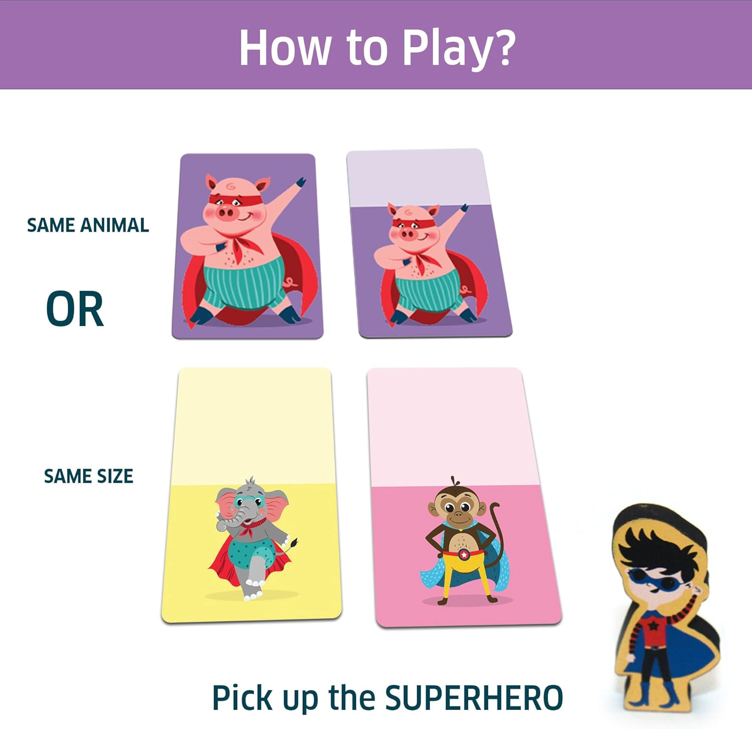 Chalk & Chuckles Superhero Animal Focus Card Game - 2-5 Players
