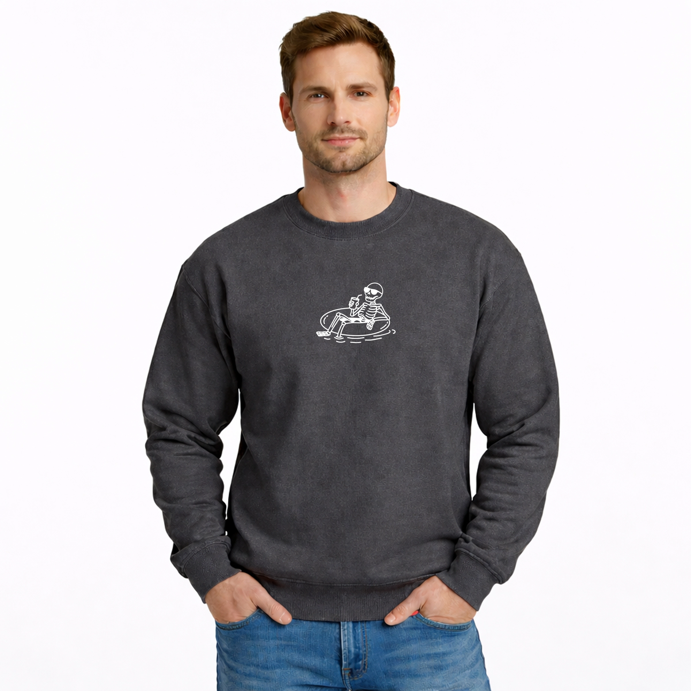 Simply Sage Market - Men's Graphic Sweatshirt Floating Skeleton