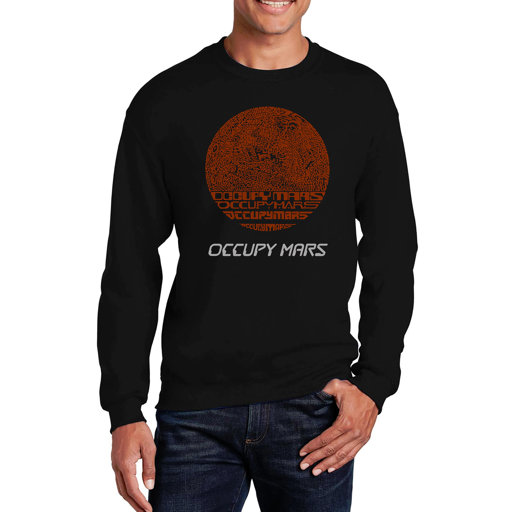 LA Pop Art Occupy Mars - Men's Word Crew Sweatshirt