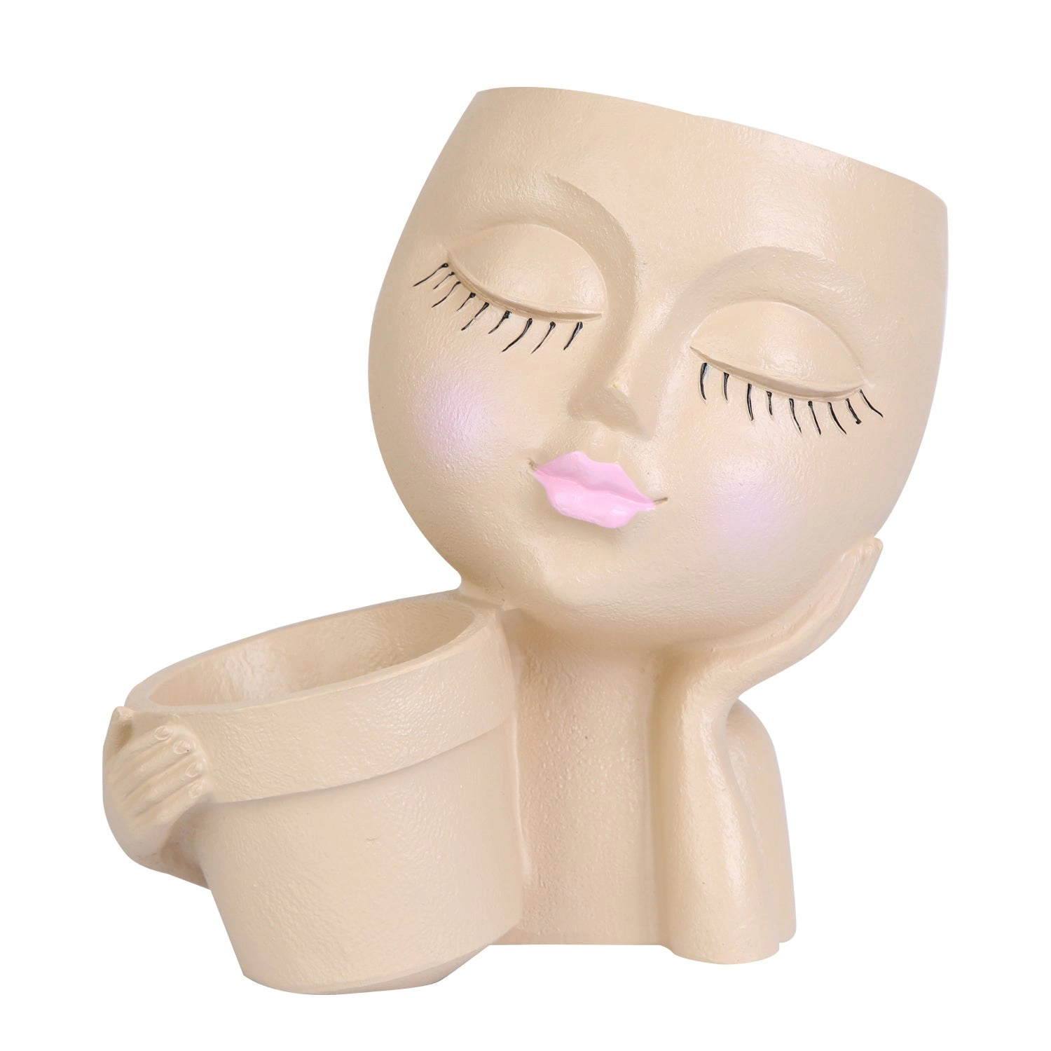 GBruno Dual-Opening Resin Face Planter Pot