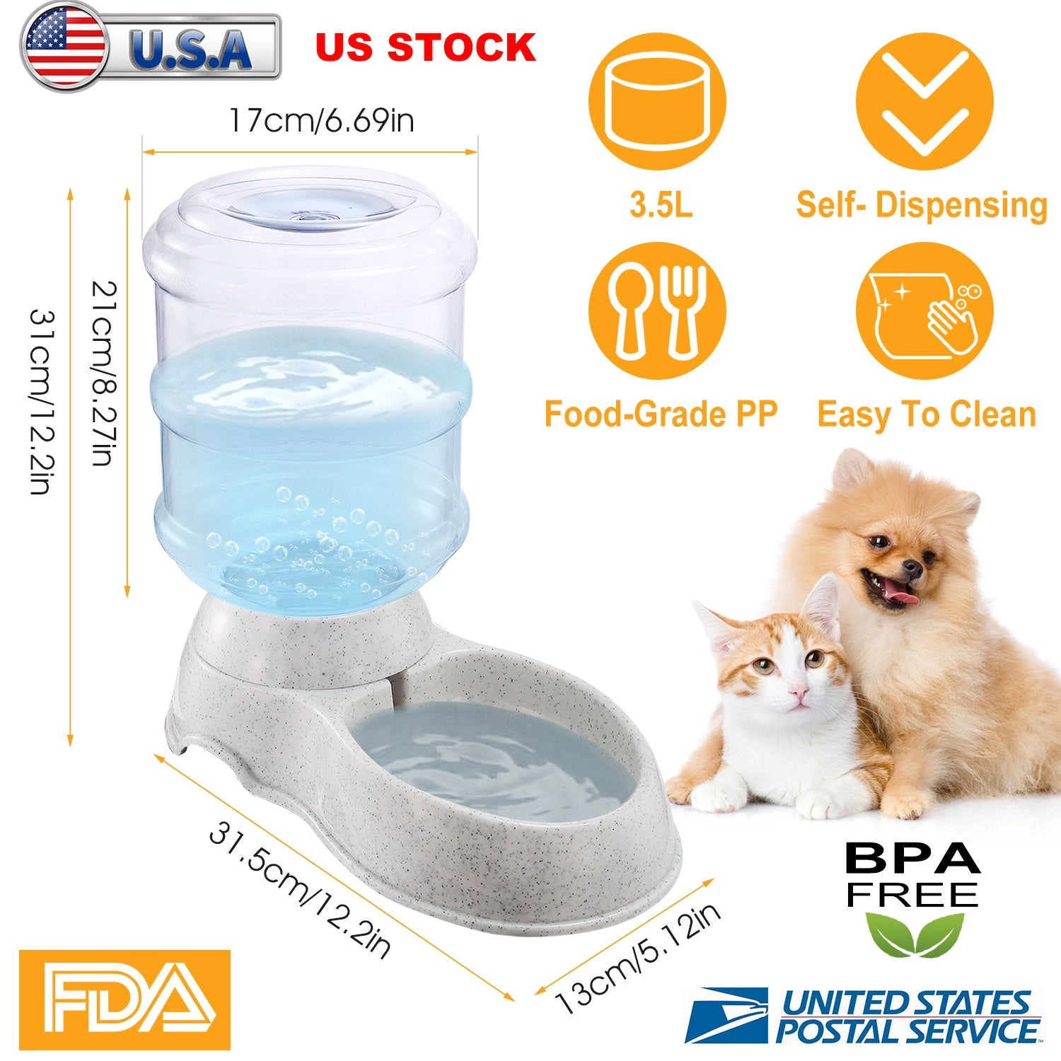 GBruno 3.5L Gravity Pet Water Dispenser