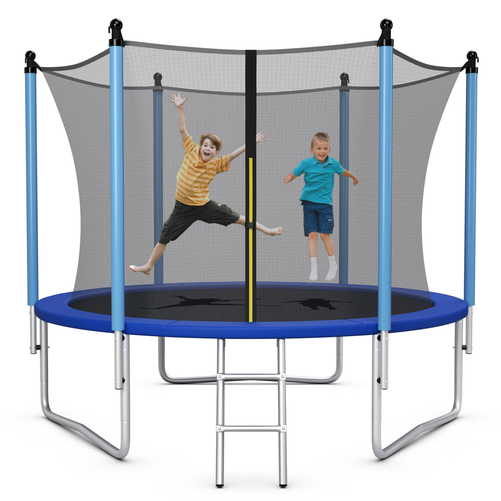 SUGIFT Blue 6 FT Safety Enclosure Net and Ladder 15 FT Outdoor Kids Trampoline