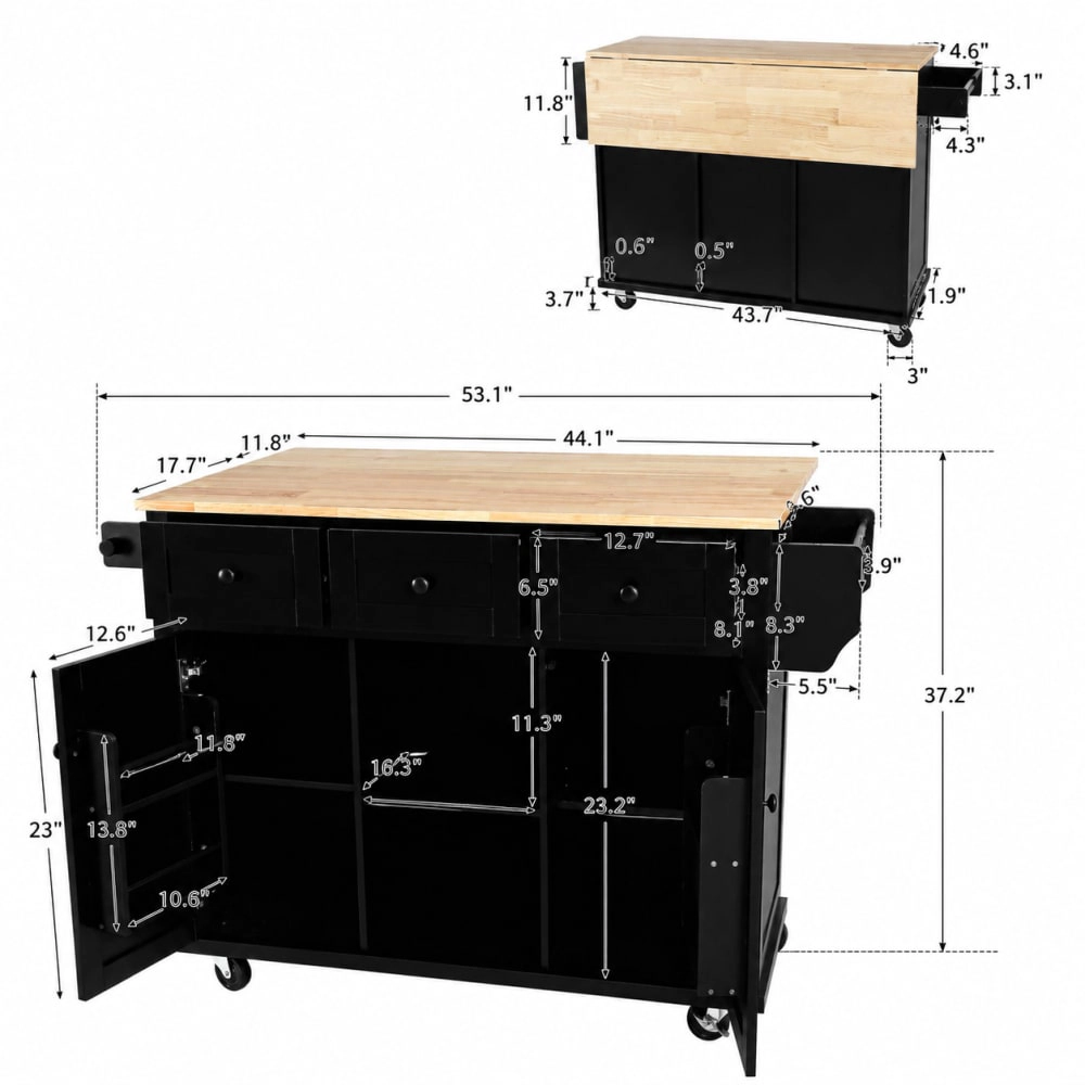ELEMENT ACE Rolling Kitchen Island Cart With Storage