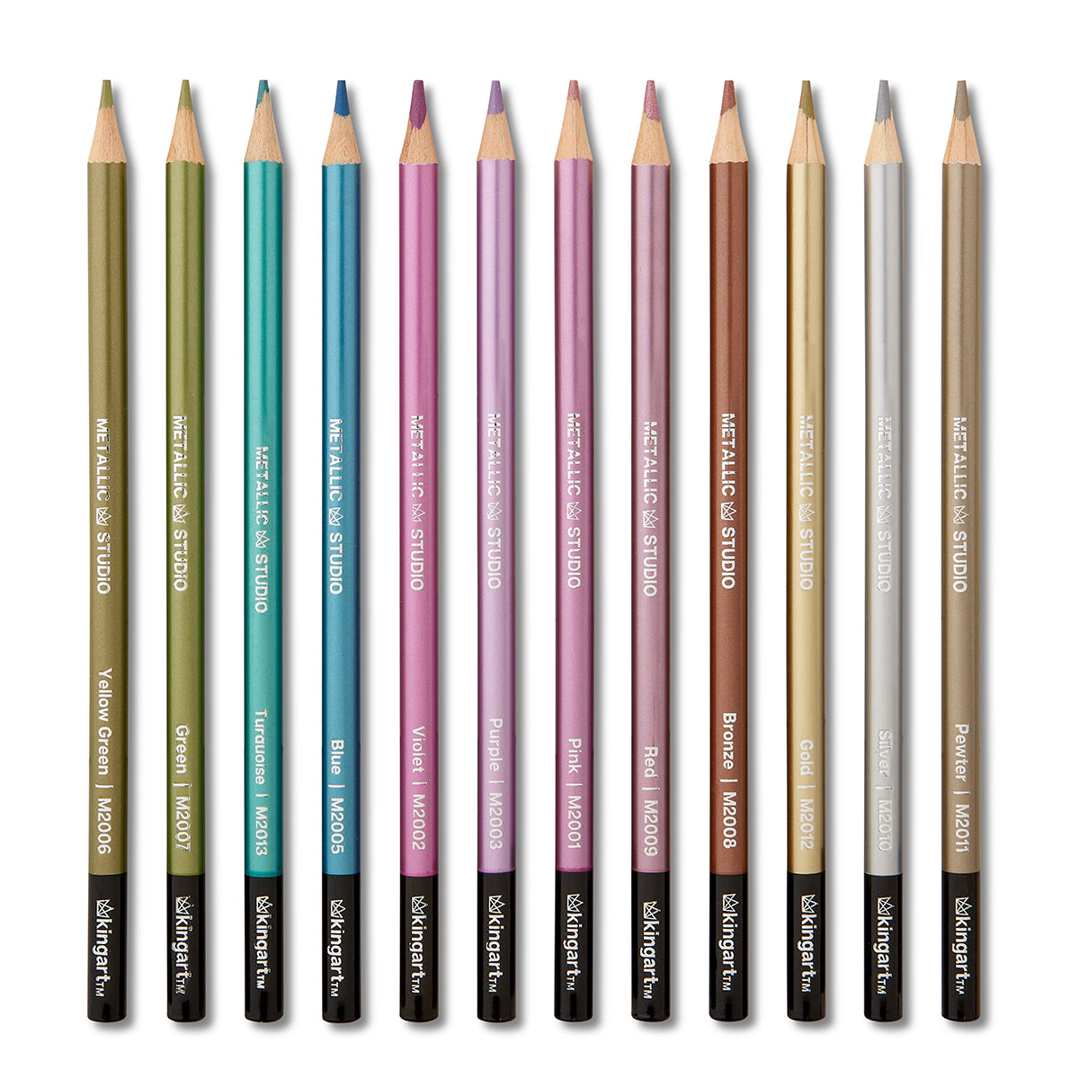 KINGART Colored Pencils - 12 Metallic Colors