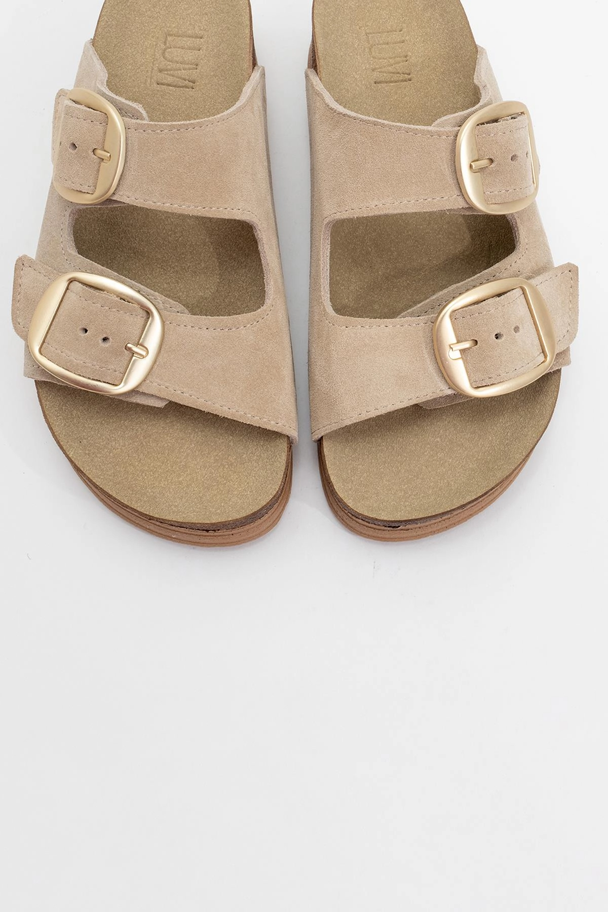 Forever & Always Womens Harbor Suede Leather Two-Strap Sandals