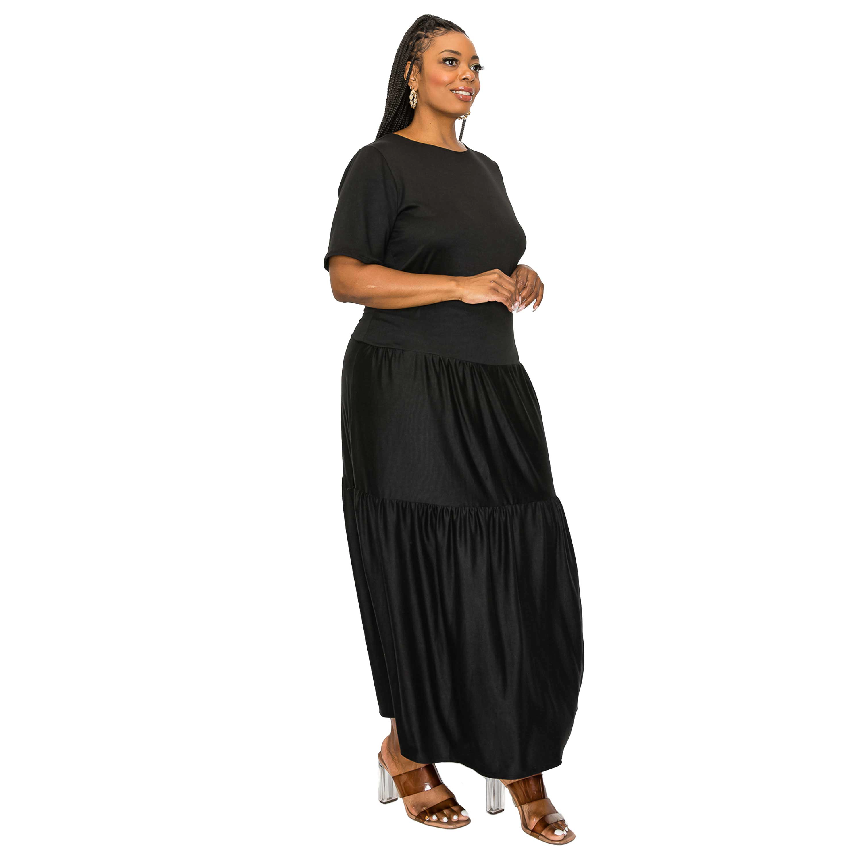 L I V D Women's Plus Jourdan Tiered Maxi Dress
